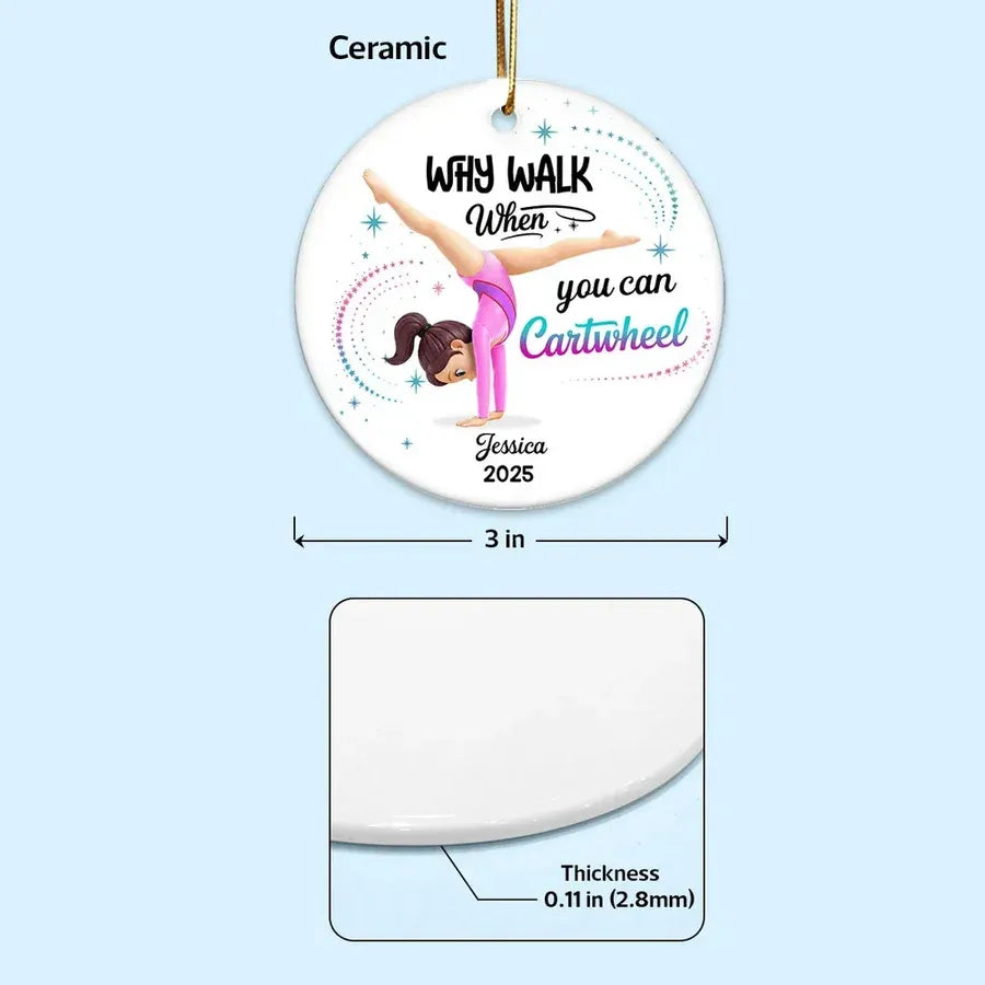 Personalized Gymnast Ornament with Cartwheel Quote