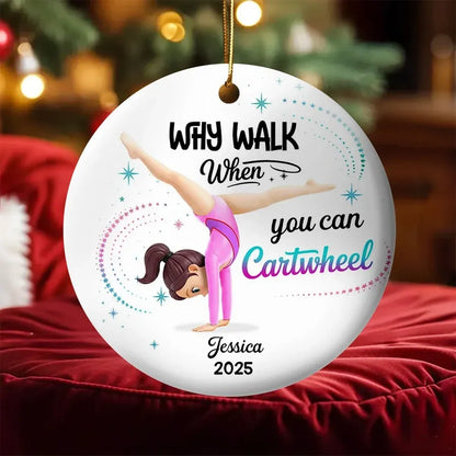 Personalized Gymnast Ornament with Cartwheel Quote