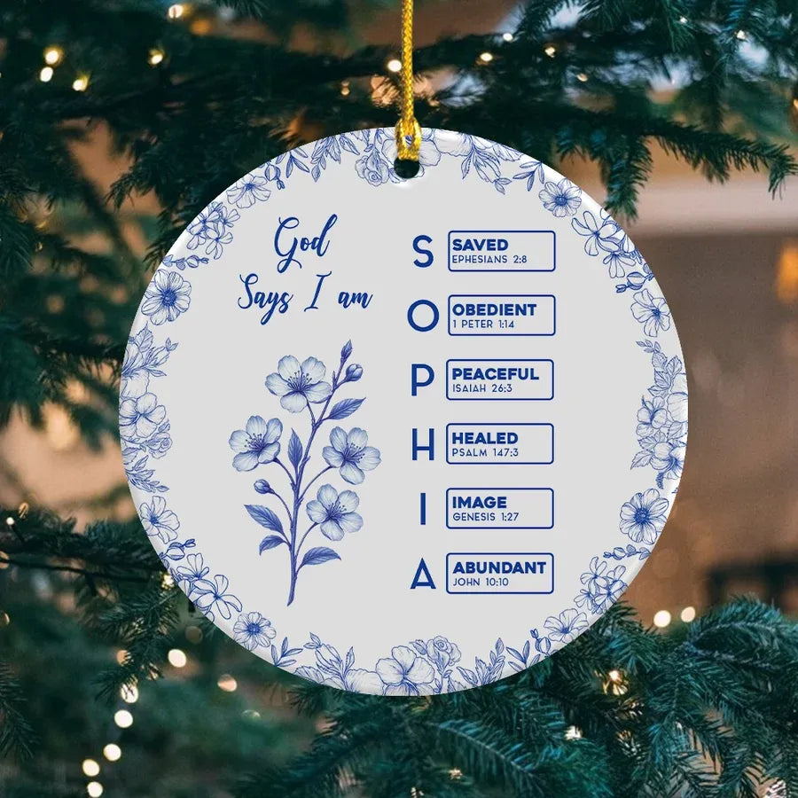 Ceramic Ornament with Bible Verses and Floral Border