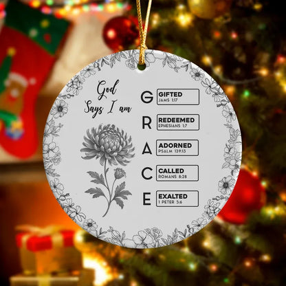 Ceramic Ornament with Bible Verses and Floral Border