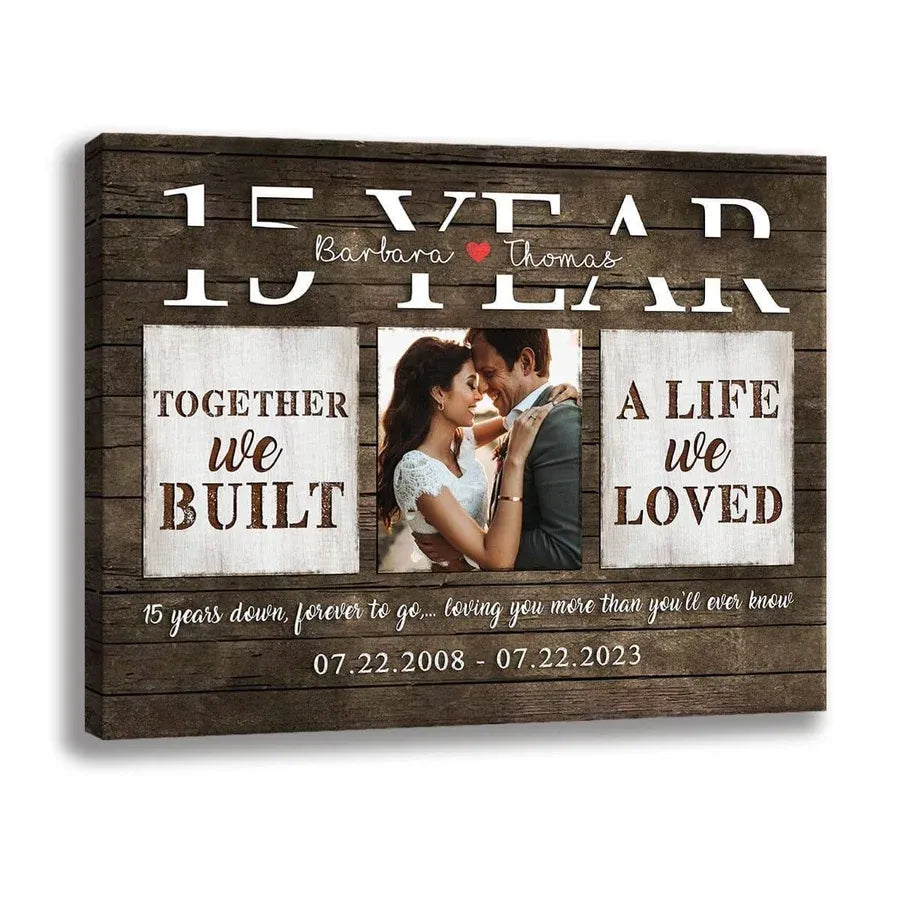 Personalized Anniversary Couple Photo Canvas or Poster