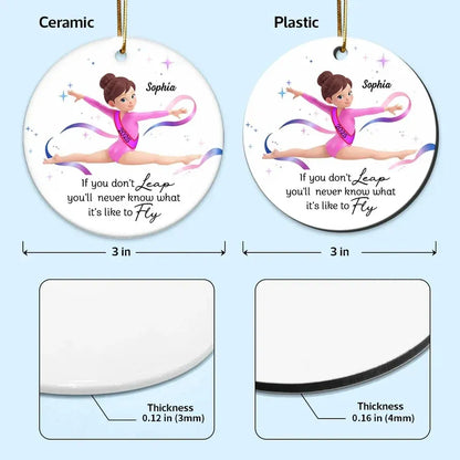 Personalized Gymnast Ornament with Leap and Fly Quote