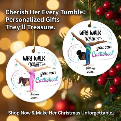 Personalized Gymnast Ornament with Cartwheel Quote