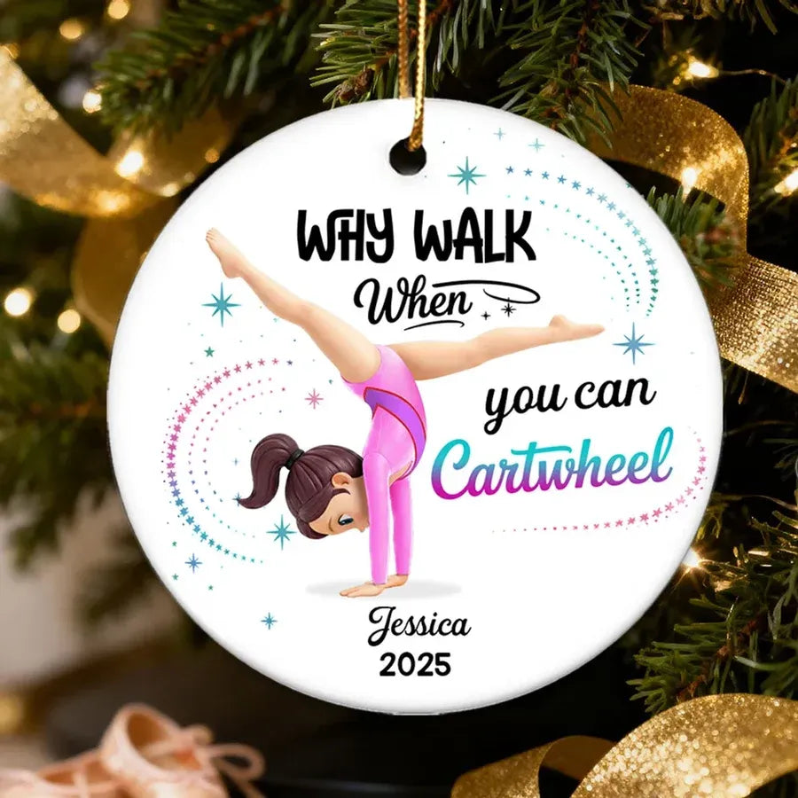 Personalized Gymnast Ornament with Cartwheel Quote