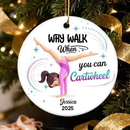 Personalized Gymnast Ornament with Cartwheel Quote