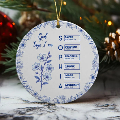 Ceramic Ornament with Bible Verses and Floral Border