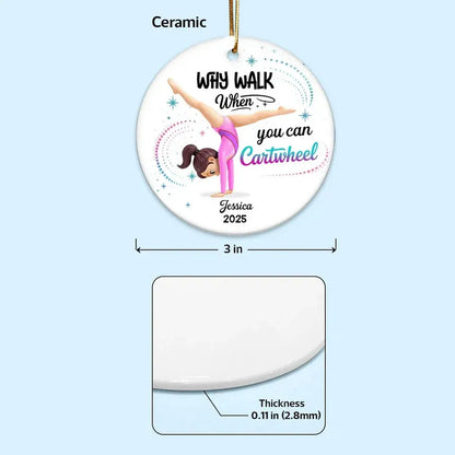 Personalized Gymnast Ornament with Cartwheel Quote